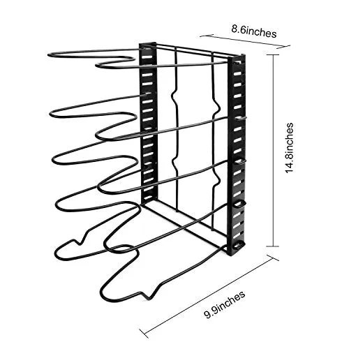Vdomus Adjustable Pots & Pans Rack Kitchen Cookware Storage Pan Black Metal