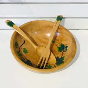 Vintage Wooden Salad Bowl Set