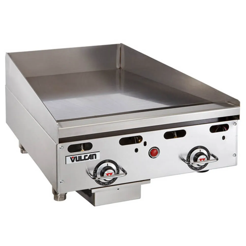 Vulcan MSA24-C0100P 24 Countertop Liquid Propane Griddle with Rapid Recovery Plate and Piezo Ignition - 54 000 BTU