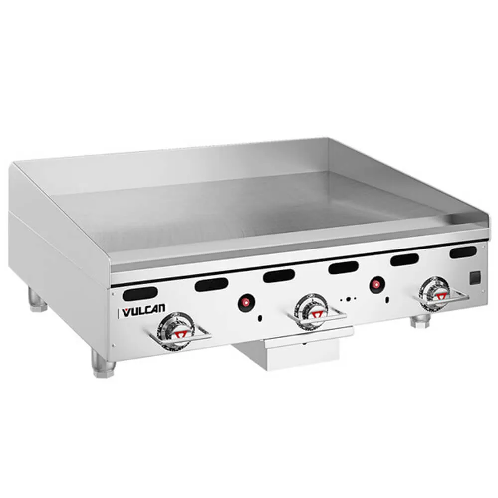 Vulcan MSA36-C0100P 36 Countertop Natural Gas Griddle with Rapid Recovery Plate and Piezo Ignition - 81 000 BTU