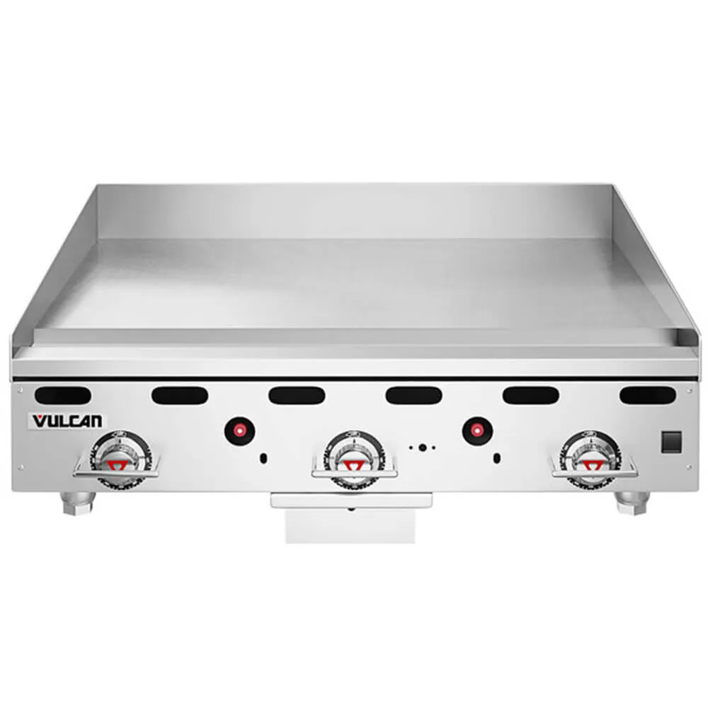 Vulcan MSA36-C0100P 36 Countertop Natural Gas Griddle with Rapid Recovery Plate and Piezo Ignition - 81 000 BTU