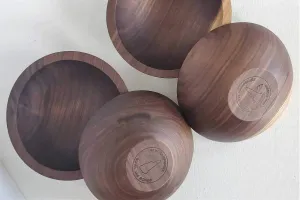 Wood Salad Serving Bowl Set Walnut 7"