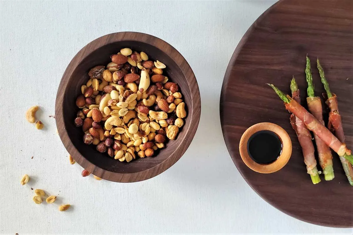 Wood Salad Serving Bowl Set Walnut 7"