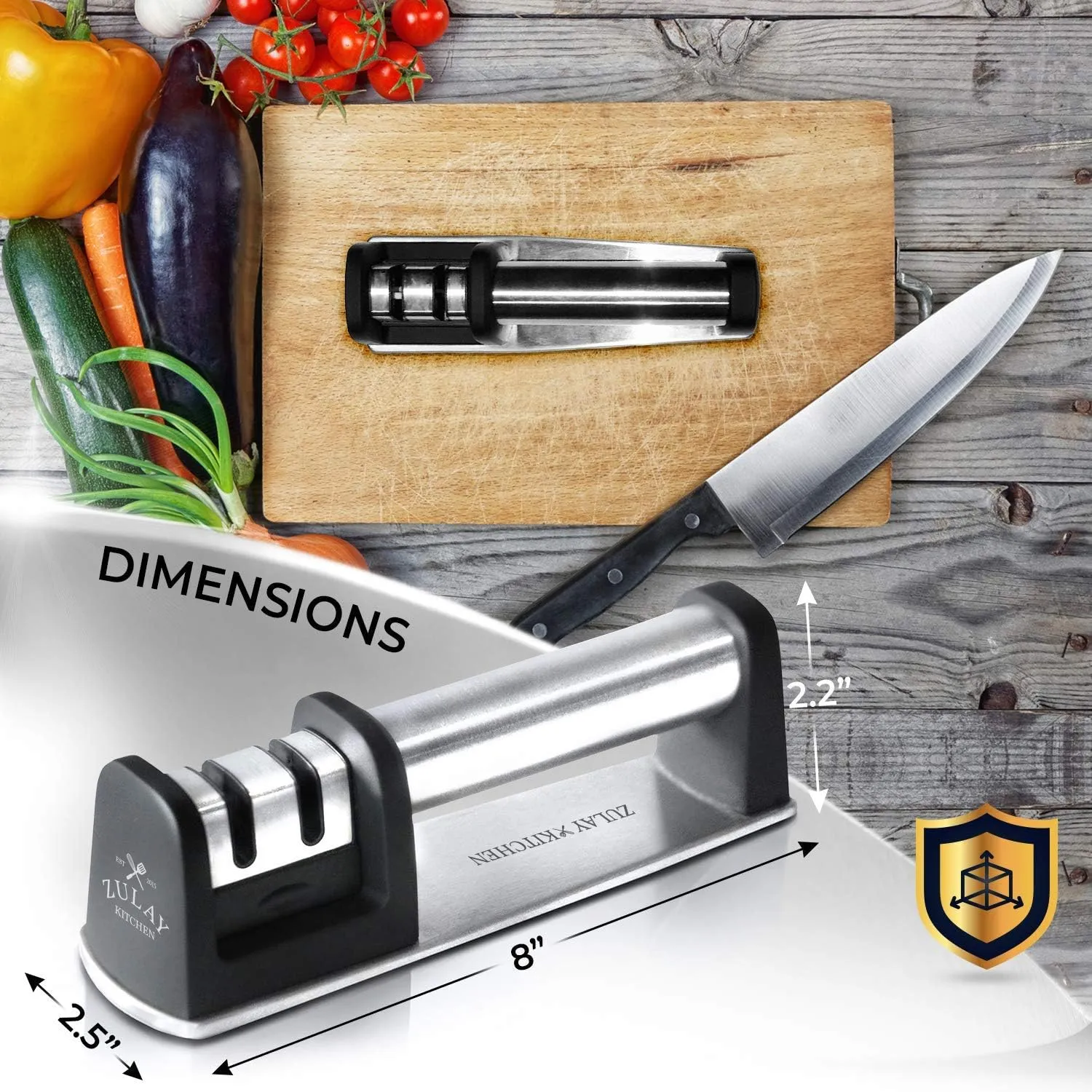 Zulay Kitchen 2 Stage Knife Sharpener & Cut-Resistant Glove