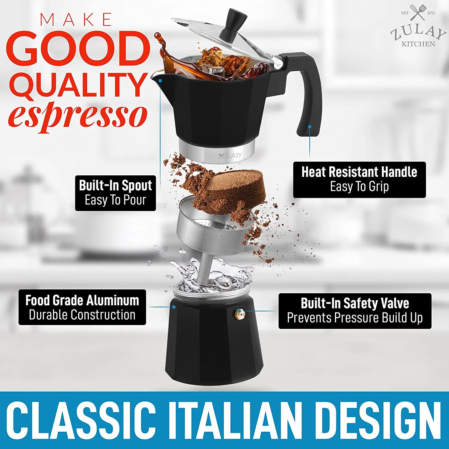 Zulay Kitchen Traditional Espresso Maker